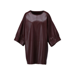 Vegan lederen jurk met ronde hals